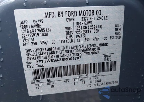 2025 Ford Maverick Lariat z USA, uszkodzony, nr VIN 3FTTW8SA2SRB05707